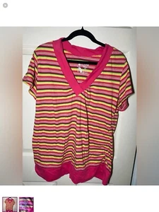 Derek Hart Pink Plus Sized Striped Shirt, 3x - Picture 1 of 2