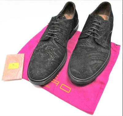 Authentic ETRO Milano Paisley Embossed Suede Lace-Up Oxfords Shoes EUR-44 USA 11 - Image 1 of 4