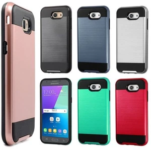 For Samsung Galaxy J3 Emerge / J3 Prime 2017 - BRUSHED HYBRID ARMOR HARD CASE - Picture 1 of 18