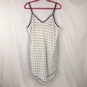 Bali Studio Pull Over Chemise White Blue Polka Dot Double Layered Semi Sheer - Picture 1 of 8