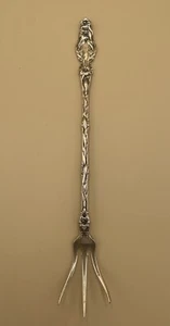 ANTIQUE WHITING LILY 1902 SHREVE & CO STERLING LETTUCE FORK 8 3/4” MONO - Picture 1 of 6