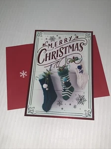Tarjeta de Navidad Hallmark: Rojo Verde Blanco Tres Medias Demasiado Bueno Todo - Imagen 1 de 6