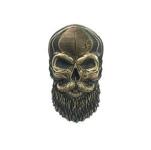Bronze Beard Skull 3D Enamel Pin Festival Hat and Lapel Heady - Picture 1 of 2