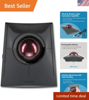 SlimBlade Pro Wireless Trackball, Rechargeable Battery, Bluetooth 2.4GHz Conn... - Image 1 of 4