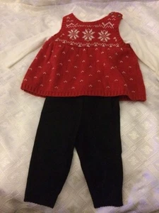Carter's Baby Girl Layette 3 Pc Red White Black Pants Bodysuit Pullover 3 Months - Picture 1 of 4