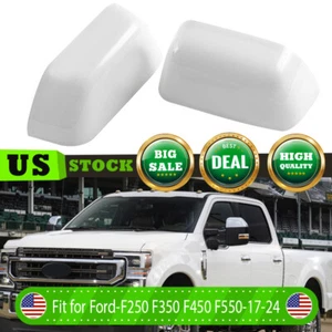 2X Tapas cubiertas de espejos retrovisores de remolque medio blanco superior Ford F250 F350 Super Duty 2017-2023 - Imagen 1 de 11