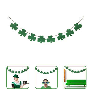 2 Pcs Flower Felt Cloth Lucky Bunting Banner St. Patrick Day Porch Sign