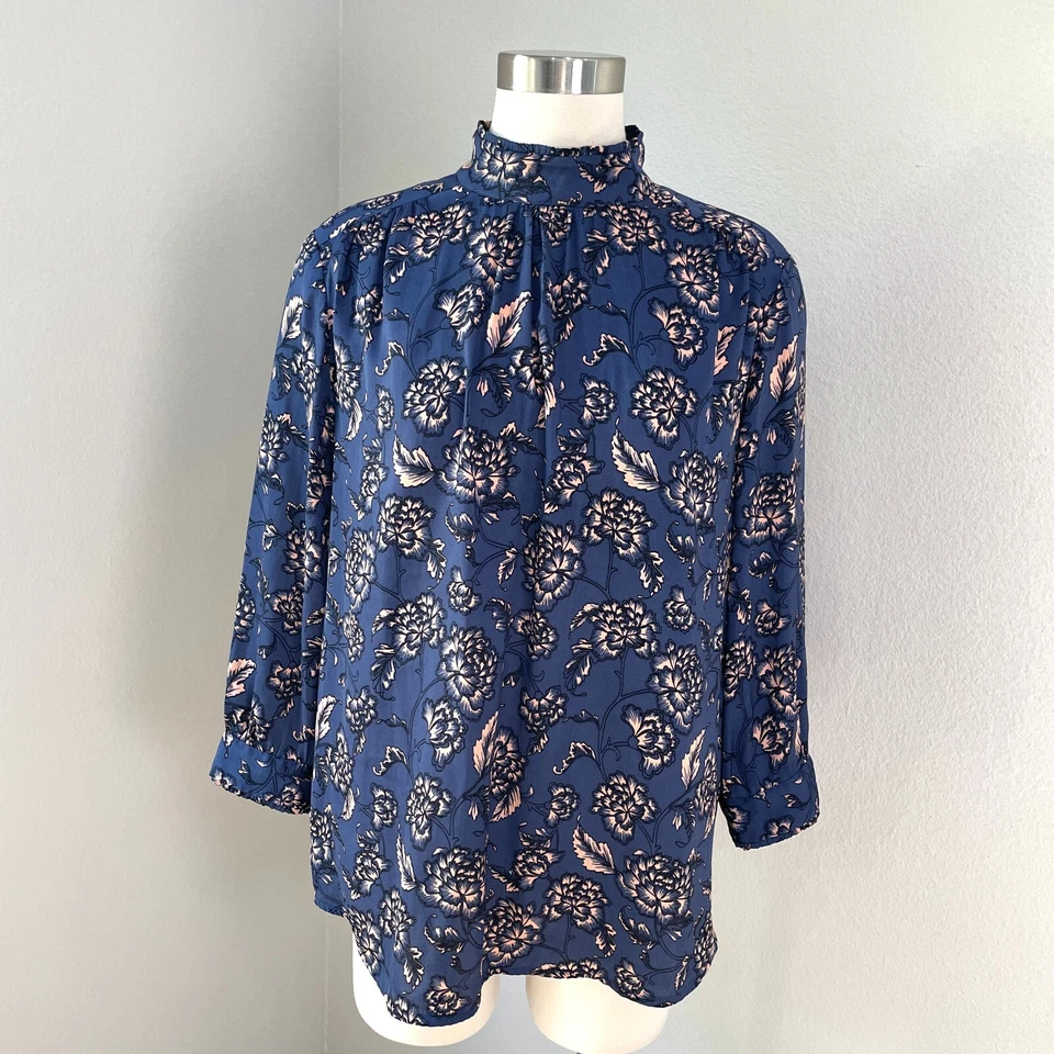 Blusa Top Banana Republic Mujer Grande Floral Cuello Simulado Manga 3/4 Foto 1 de 4