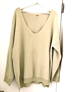 Free People Oversize-Pullover Größe Large elfenbeinfarben superweich groß & bequem V-Ausschnitt - Bild 1 von 8