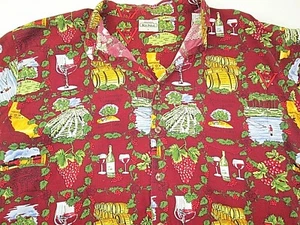Camisa Hawaiana Ke Nui Pesca Vino Viñedos Grande 100% Algodón EE. UU. Y2K De Colección - Imagen 1 de 7