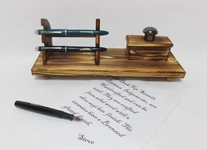 MINI Ink blotter & twin pen stand desk top ink fountain dip pen blotter holder - Picture 1 of 9