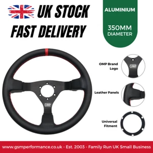 OMP WRC Red Edition 350mm Semi-Dish Leather Road And Track Day Steering Wheel - Picture 1 of 9