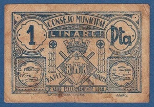 CONSEJO MUNICIPAL DE LINARES -- 1 PESETA ( SIN FECHA ) -- BC -- 1ª EMISION . - Imagen 1 de 2