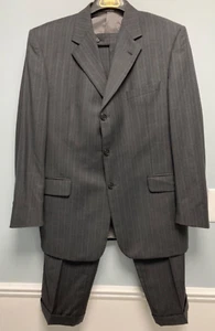 Suit 43R Zegna Cloth Gray Stiped 34x28 Coppley Bocelli 100% Wool - Picture 1 of 13