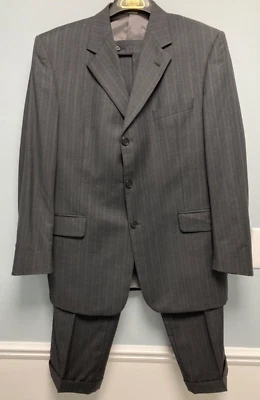 Traje 43R Zegna Tela Gris Punta 34x28 Copley Bocelli 100% Lana Foto 1 de 4