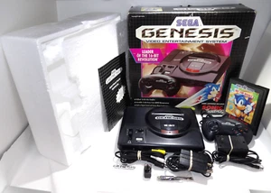 Consola Sega Genesis Modelo 1 Sonic Bundle - Negra Completa CIB Probada Funcionando - Imagen 1 de 21