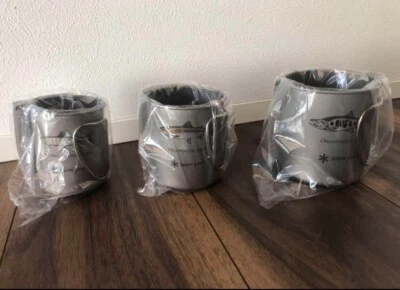 Snow Peak Titanium Single Wall Mug Hokkaido Limited Fish Design Outdoor Set of 3 - Image 1 of 4