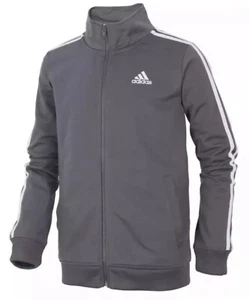 Adidas Track Jacket Full Zip Gray & White Kids /Boys Size 7X - NWT - $40 MSRP - Picture 1 of 9