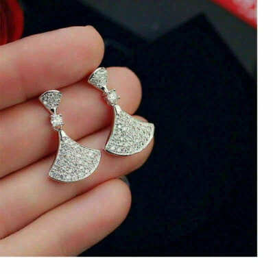 2.00Ct VVS1-D Round Cut Diamond Drop & Dangle Earrings 14k White Gold Over - Image 1 of 4