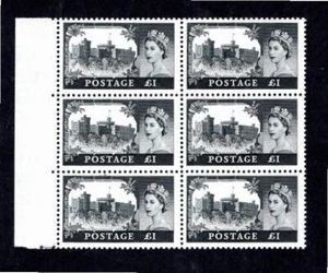 SG 539A 1958 CASTLE 1st FIRST DE LA RUE £1 GEM FRESH BLOCK CAT£2100 MNH 6 STAMPS - Picture 1 of 1