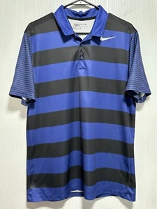 Nike Golf Standard Fit Poloshirt Herren mittelblau schwarz gestreift kurzarm - Bild 1 von 4