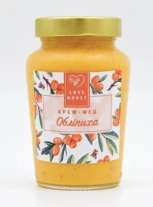 Miel cremada natural dulce hecha a mano Ucrania con espino cerval de mar y cúrcuma 600 g - Imagen 1 de 1