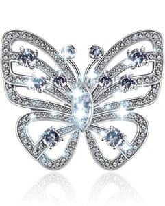 Fashion Luxury Full 3A Simulation Diamond Butterfly Shaped Women Size 10 - Picture 1 of 4