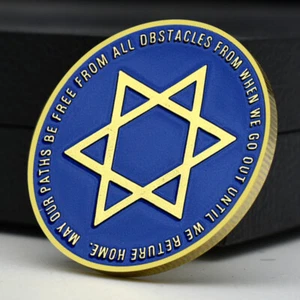 Medalla Azul Estrella de David Chapada en Oro Moneda Memorial Artesanía de Metal - Imagen 1 de 12