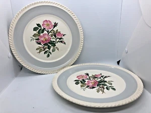 Plato central floral Harker America Royal Gadroom 10 pulgadas blanco borde con volantes banda gris - Imagen 1 de 7