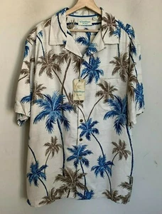 Roundtree Yorke Caribbean Shirt Off White Floral Short Sleeve Button (2 Szs) NEW - Picture 1 of 9