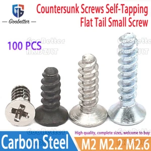 100pcs X M2 M2.2 M2.6 Countersunk Screws Self-Tapping Flat Tail Small Screw - Picture 1 of 14