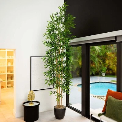 10’ Artificial Bamboo Tree with Natural Bamboo Trunks. Retail $359 - Image 1 of 4