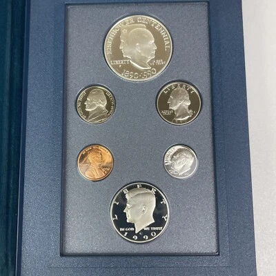 1990 Prestige 6 Coin US Mint Proof Set Silver Eisenhower Dollar in Box OGP - Image 1 of 4