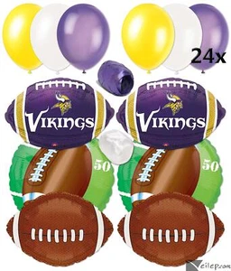 Globos de 32 piezas para fiesta de fútbol americano Minnesota Vikings Ultimate, púrpura amarillo blanco - Imagen 1 de 6