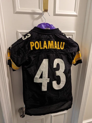 Pittsburgh Steelers Troy Polamalu #43 Black  Jersey Reebok On Field Youth Medium Cover