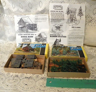 HO Scale Rural Barn KIT # 719 + Ranger Station # 720 by Atlas -  1970's ? - Image 1 of 3