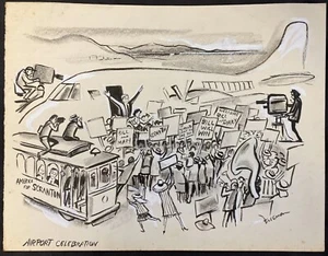 ORIGINAL Don Freeman Airport Celebration Gov. William Bill Scranton Illustration - Picture 1 of 5
