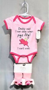 BABY GANZ DIAPER SHIRT - 0-6 Months - "Date When Pigs Fly" w/Matching Slippers