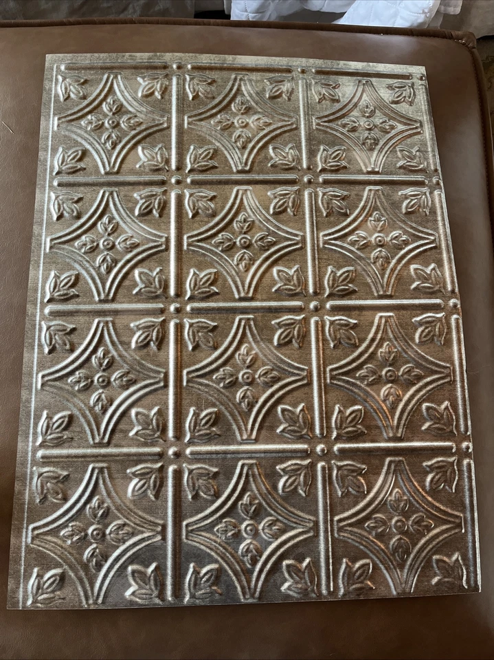 Fasade 18in X 24in Traditional 1 Cross Hatch Silver Backsplash Panel