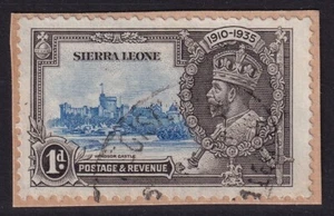 Sierra Leone. 1935 1d blue & grey EXTRA FLAGSTAFF, SG181a. good used on piece - Picture 1 of 1