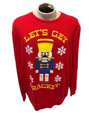 Holiday Time Nutcracker Ugly Christmas Sweater Let’s Get Crackin’ 2XL 98  - Image 1 of 2