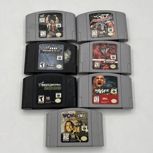 (7) WWF WWE WCW NWO Wrestling Game Lot N64 No Mercy Revenge Attitude Mayhem 2000 - Picture 1 of 3