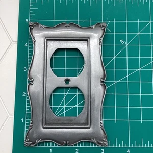 AmerTac Metal Outlet Cover Wall Plate Duplex Electric Antiqued Pewter Look Vtg - Picture 1 of 13