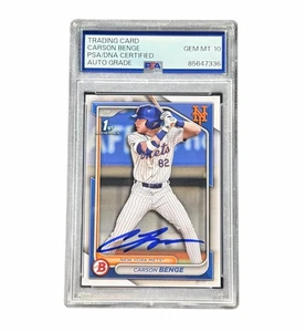 Carson Benge signed 1st Bowman Paper Auto Card New York Mets handsigniert PSA 10 - Bild 1 von 2