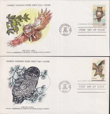 F-EX60802 US USA WWF 1978 FDC SPECIAL PRINTING WILDLIFE OWL BIRD. - Image 1 of 2