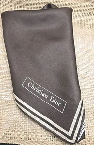 Vintage Christian Dior Silk Scarf 18x18 Brown - Picture 1 of 5