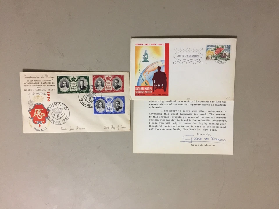 Two Monaco fdc:one 1956,one with content with pricess of Monaco signature - Image 1 of 1