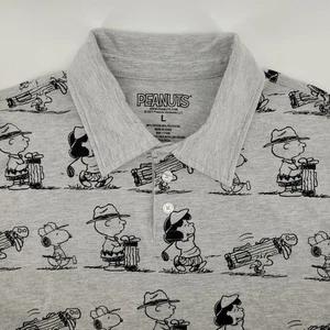 Peanuts Charlie Brown Snoopy Golf Graphic Polo Shirt Mens Size L - Picture 1 of 6