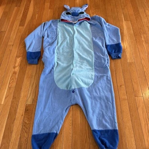 Disney Stitch Sleepwear One Piece Costume Pajamas Plush Hood Adult Size Small - Picture 1 of 6