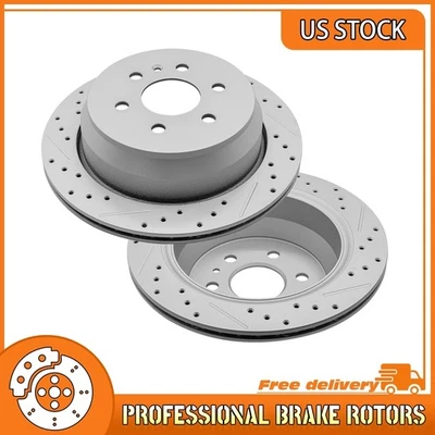 Rear Drilled Brake Rotors For 2015-2018 2019 2020 GMC Canyon Chevrolet Colorado - Image 1 of 4